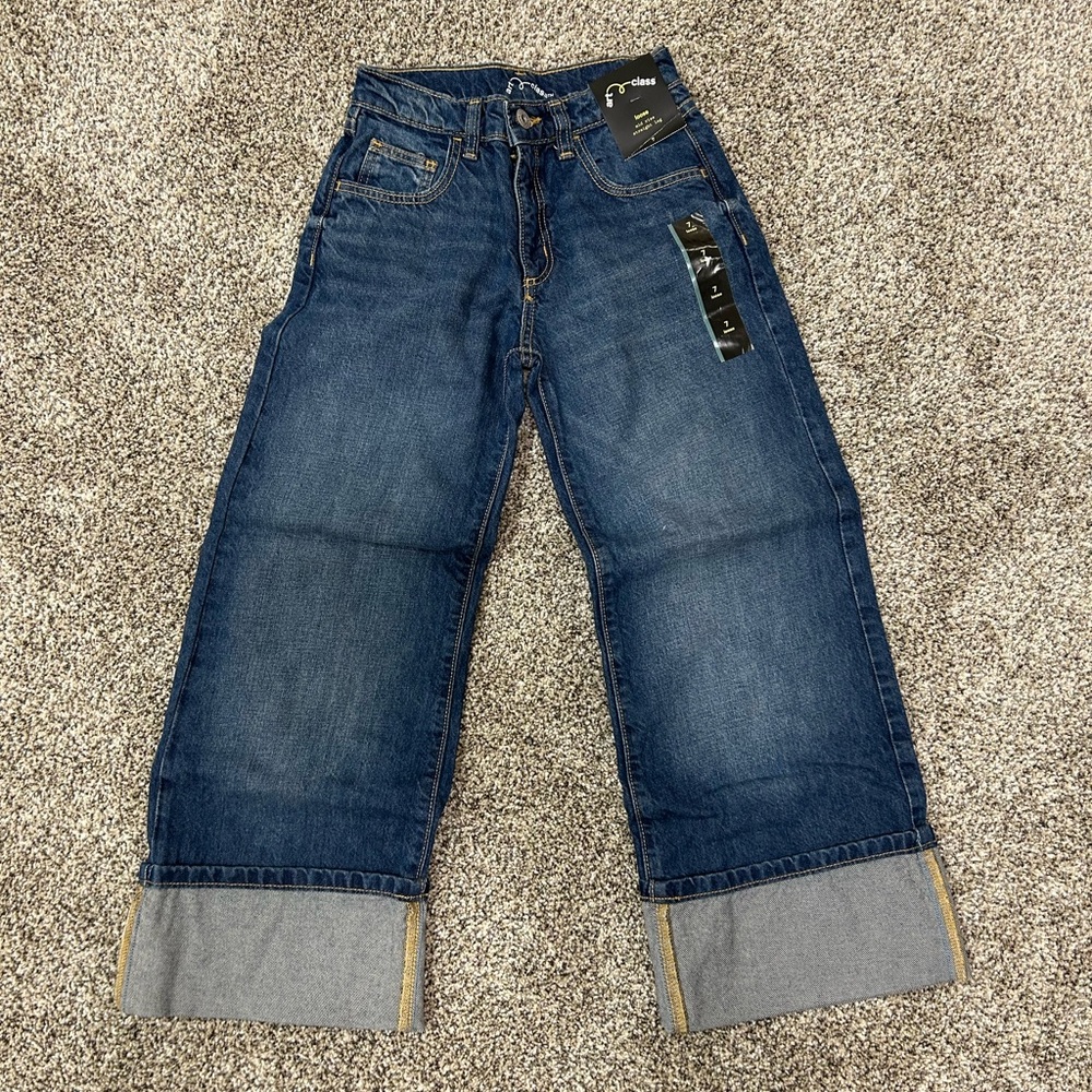 Girls Blue Cuffed Jeans
